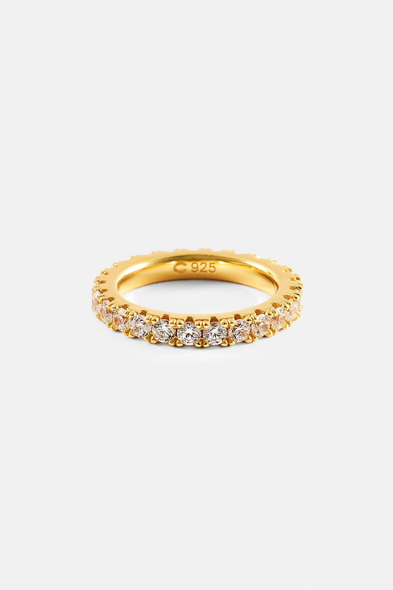 Iced Tennis Ring - 3mm - Gold