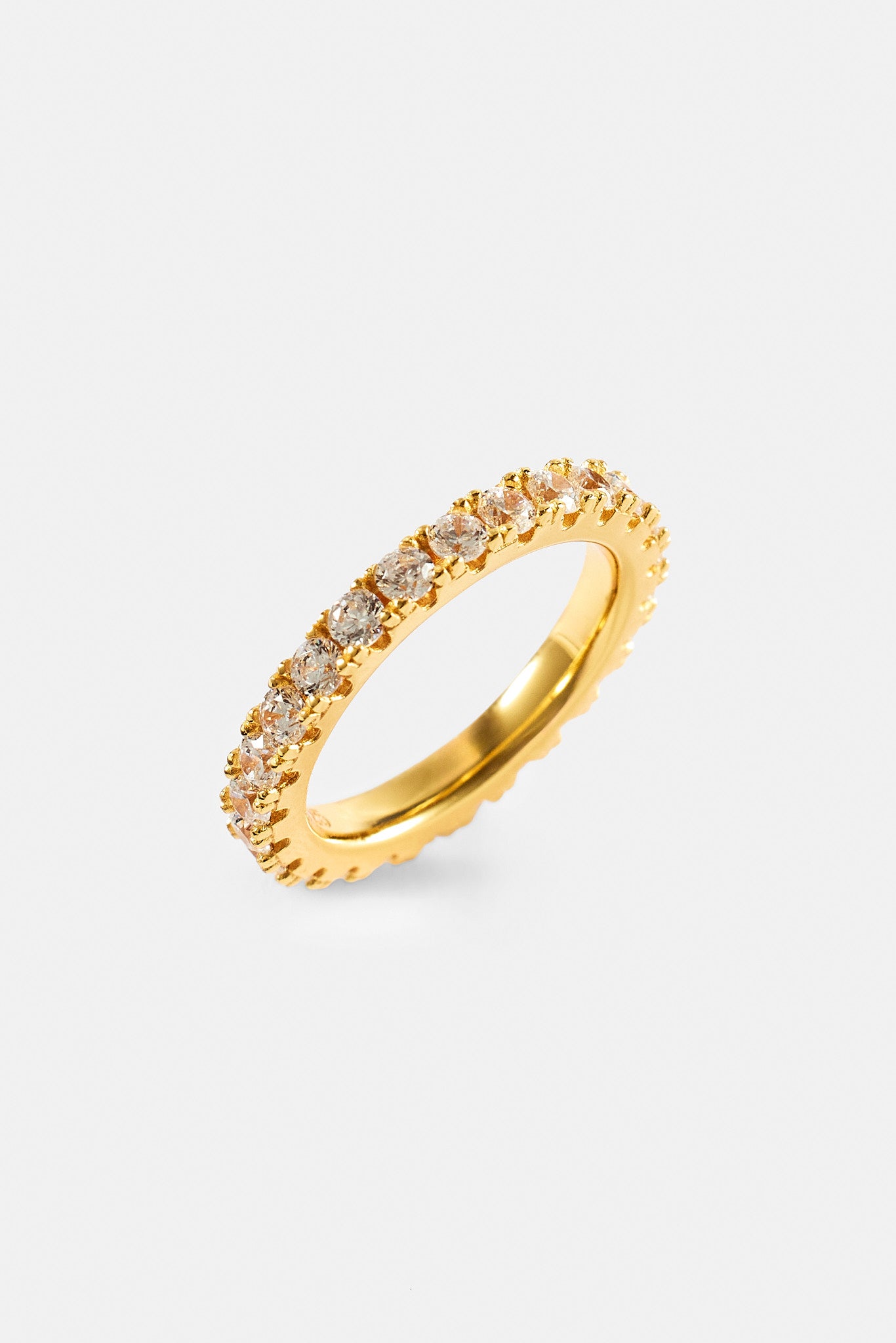 Iced Tennis Ring - 3mm - Gold