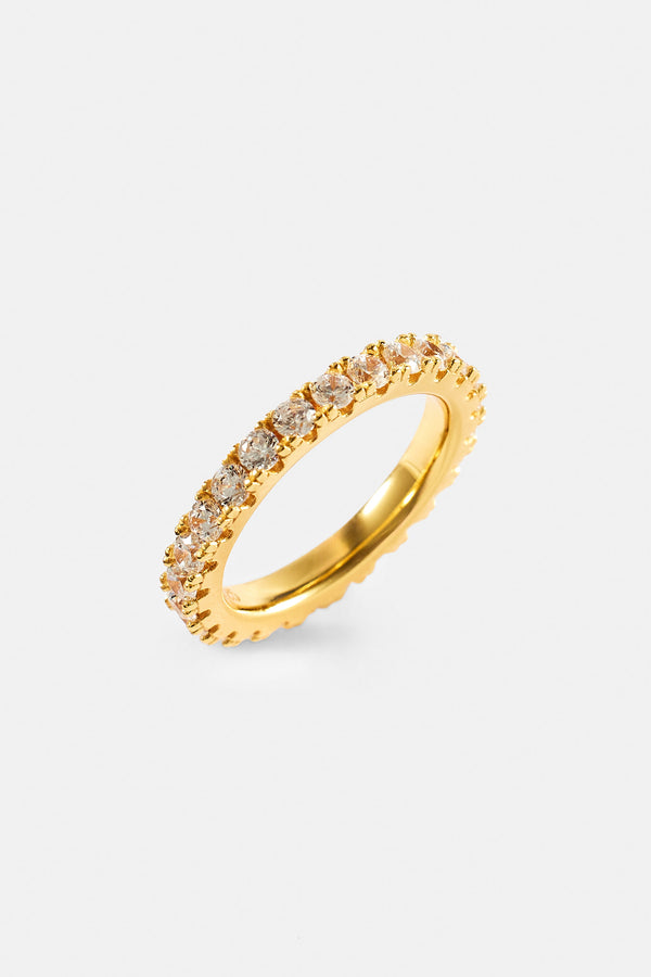 Iced Tennis Ring - 3mm - Gold