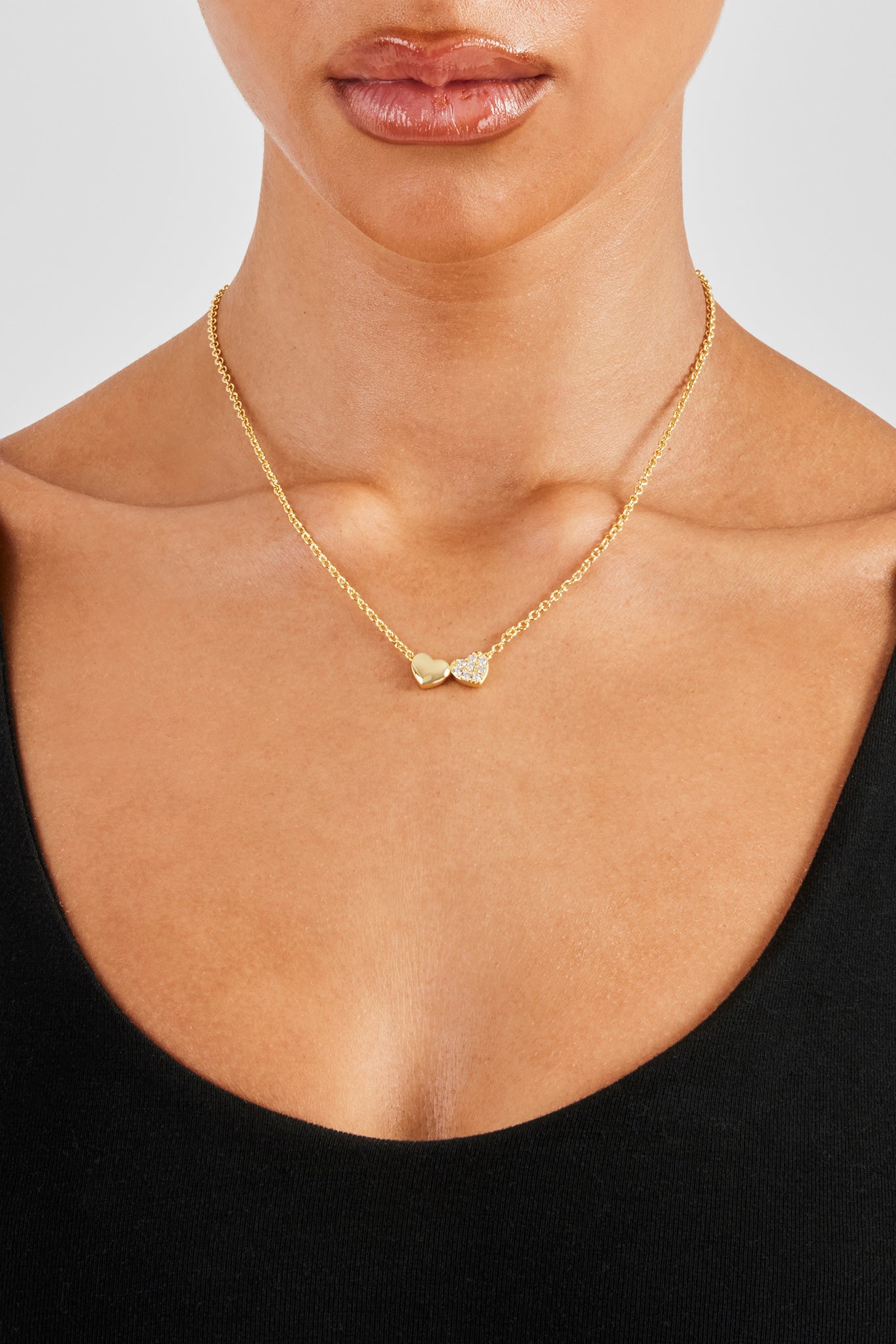 Double Heart Necklace - 8mm