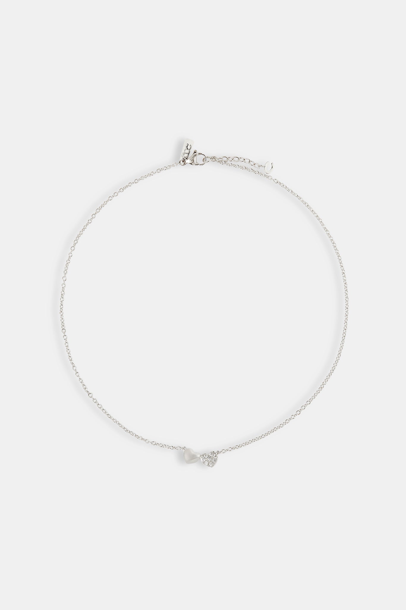 Double Heart Necklace - 8mm - White