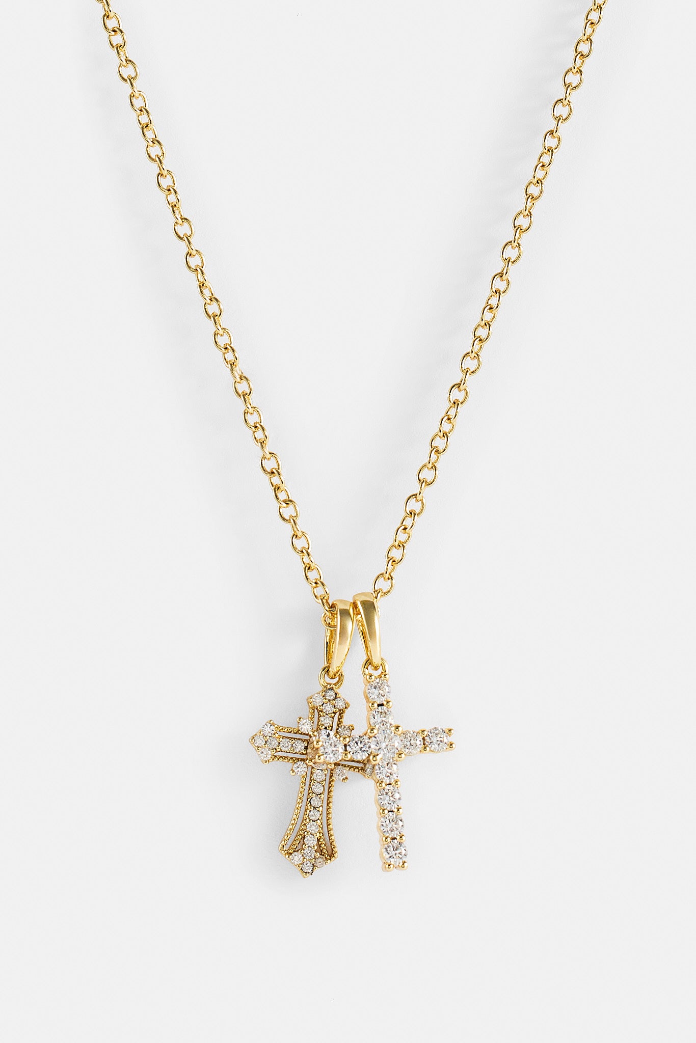 Double Multi Iced Cross Necklace - 20mm