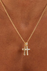 Double Multi Iced Cross Necklace - 20mm