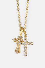Double Multi Iced Cross Necklace - 20mm
