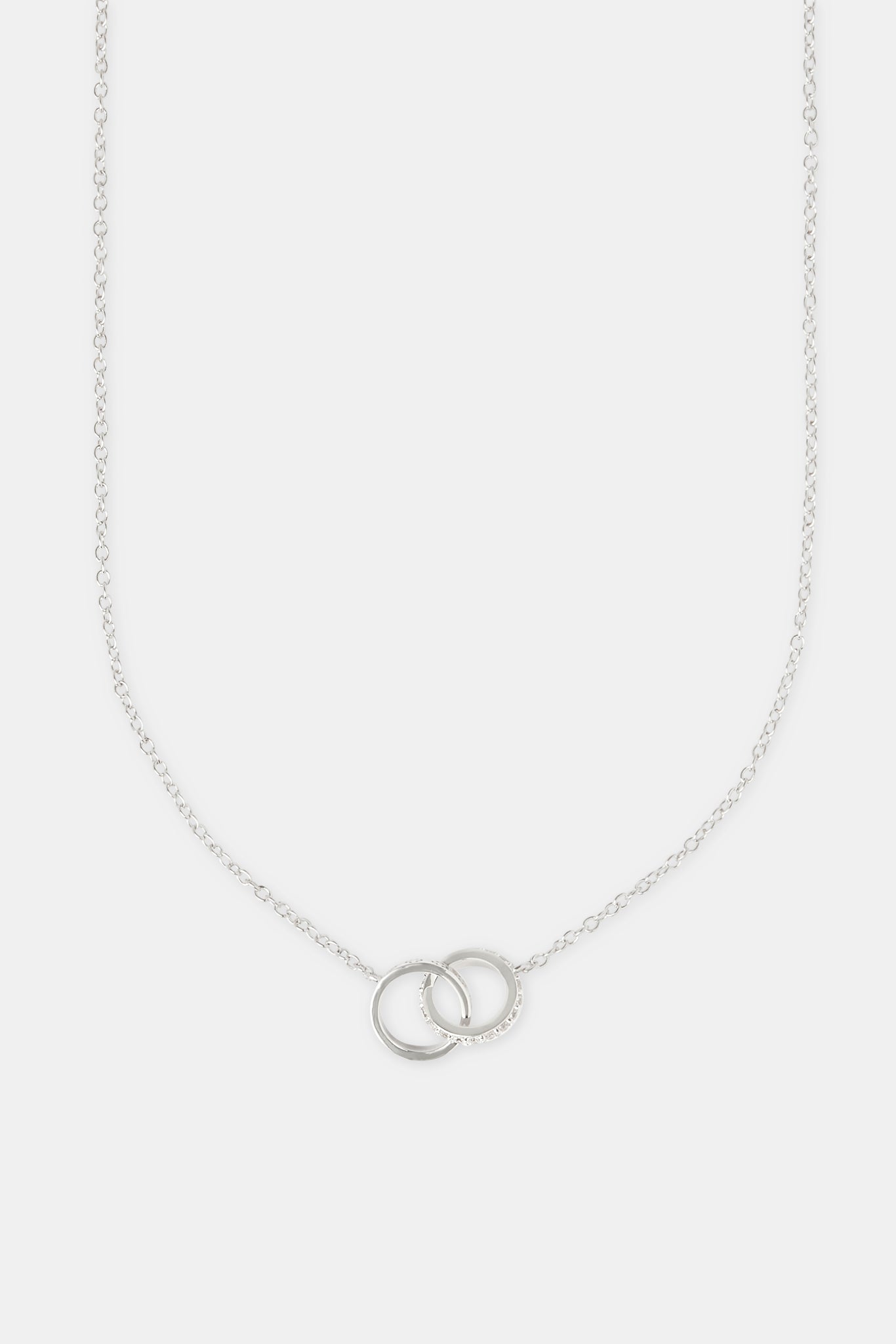 Double Polished and Iced Ring Necklace - 14mm - White