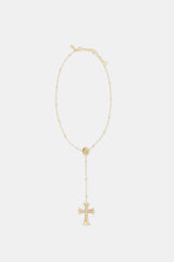 Drop Pendant Cross Necklace - 40mm - Gold