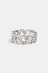 Iced Paisley Cuban Ring - 10mm - White