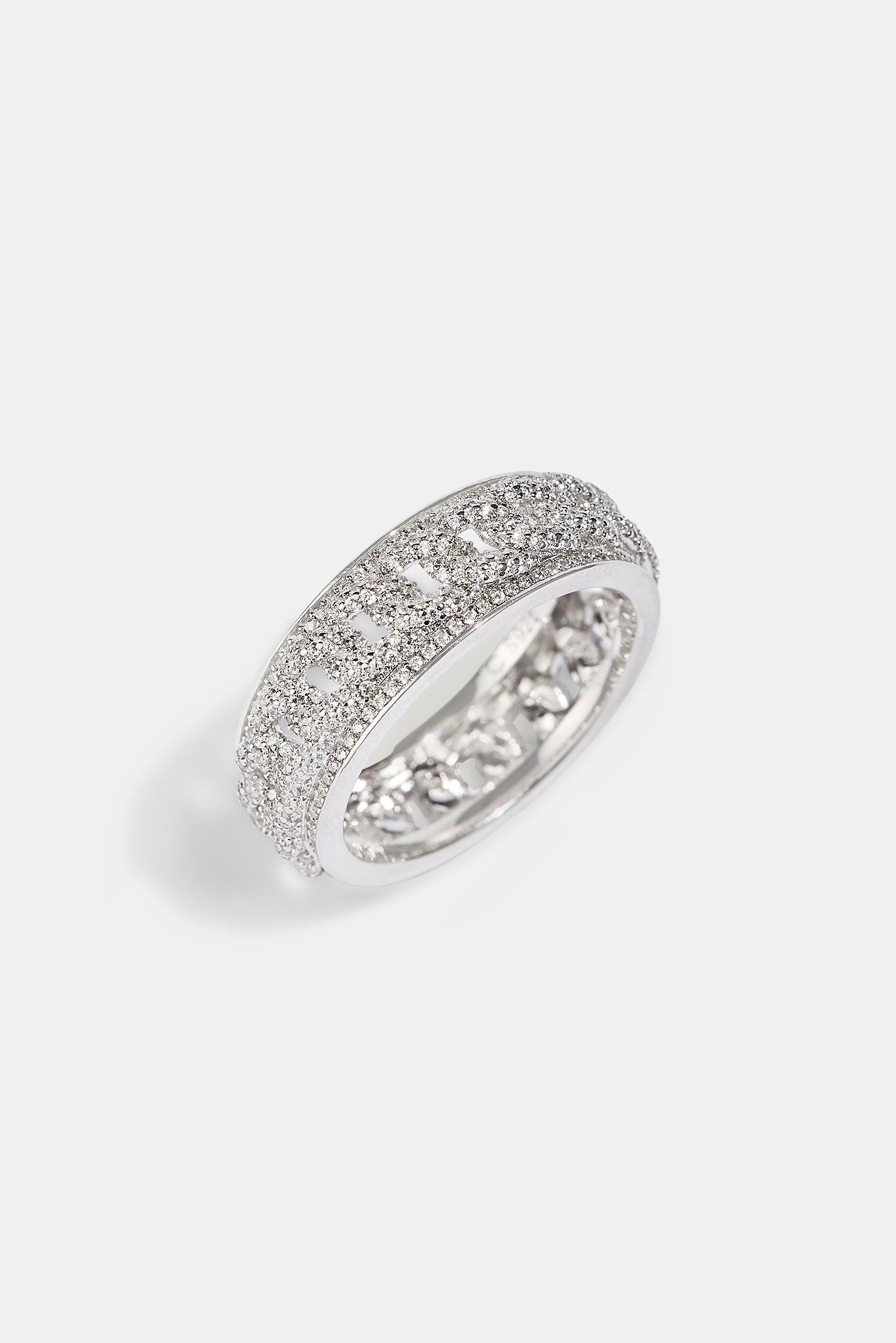 Iced Cuban Band Ring - 8mm - White