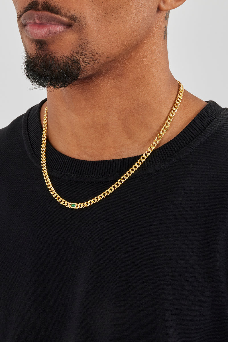 Kubanische Kette mit eisgrünem Edelstein – 3 mm