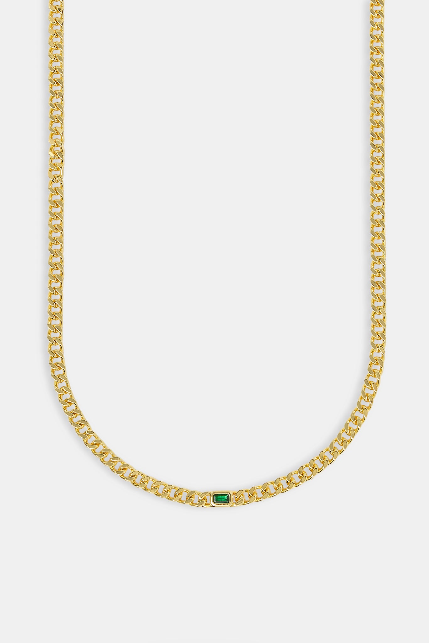 Kubanische Kette mit eisgrünem Edelstein – 3 mm