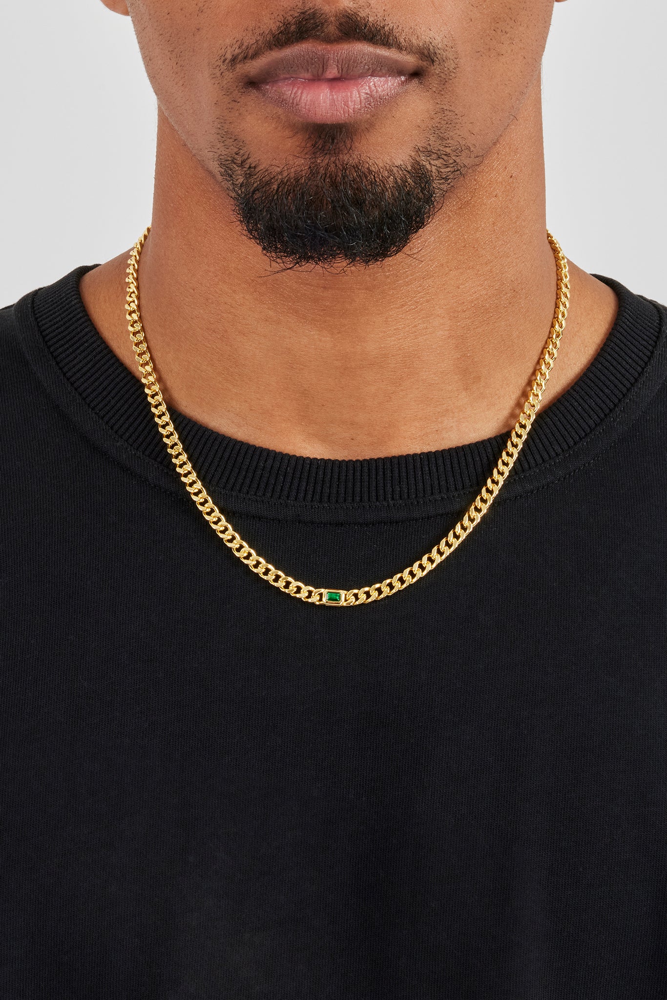 Kubanische Kette mit eisgrünem Edelstein – 3 mm