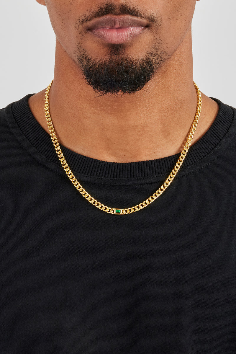 Kubanische Kette mit eisgrünem Edelstein – 3 mm