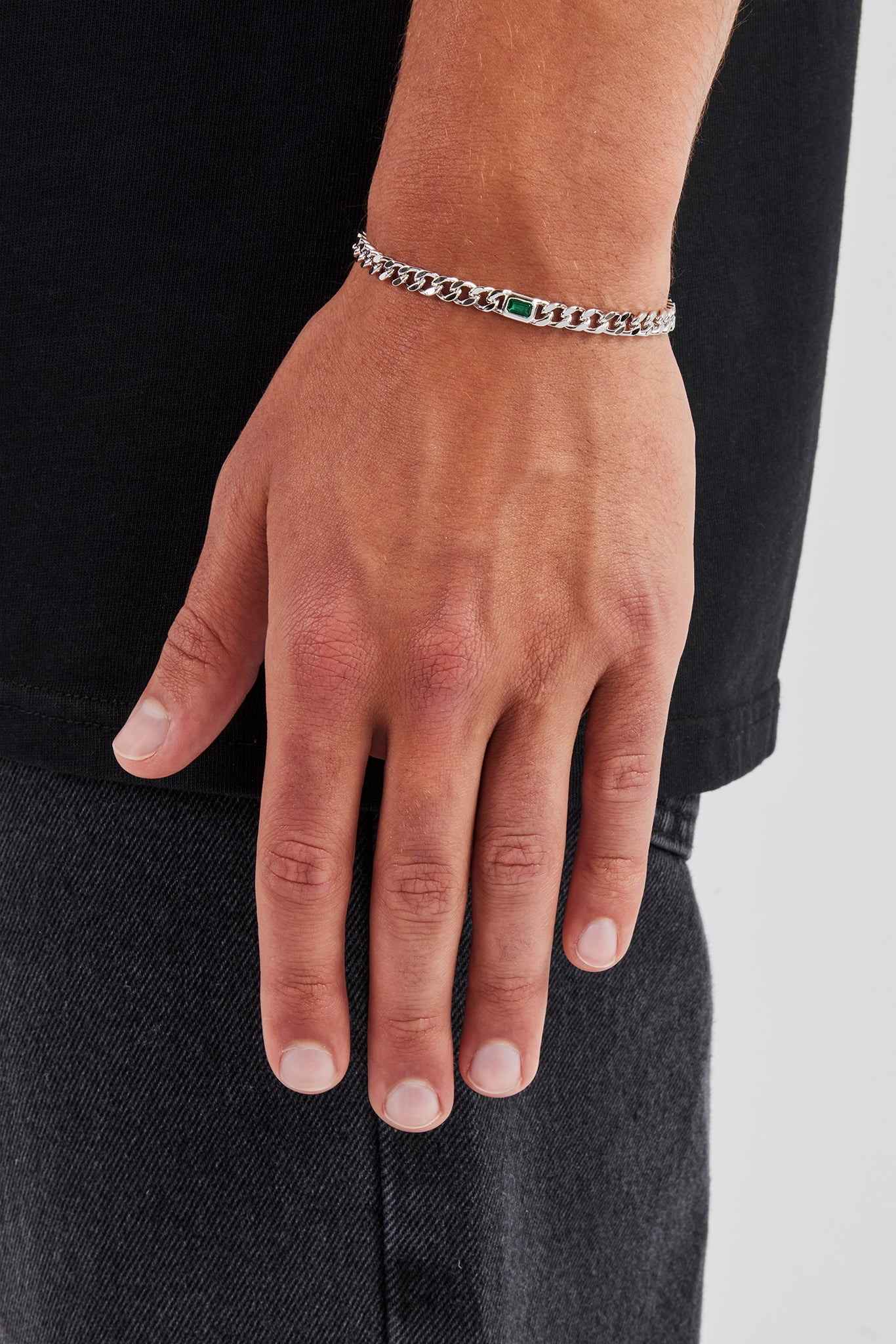 Kubanisches Armband mit eisgrünem Edelstein – 3 mm