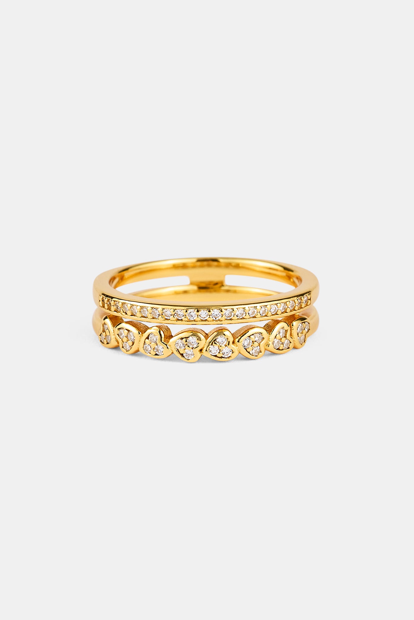 Doppelreihiger Herz-Tennisring – 5 mm – Gold