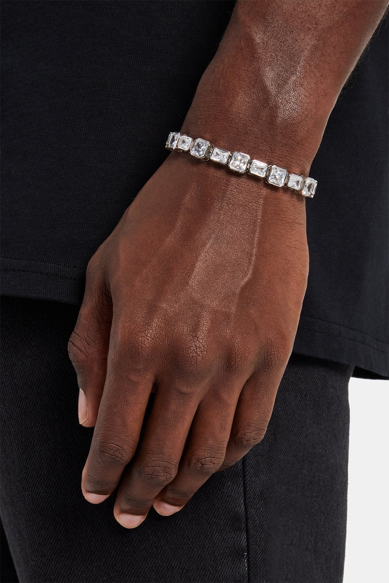 Iced Alternating Square Armband - 8mm