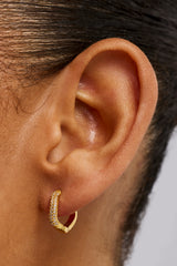 Iced Asymmetric Hoop Earrings - 15mm - Gold