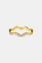 Iced Asymmetric Tennis Ring - 2mm - Gold