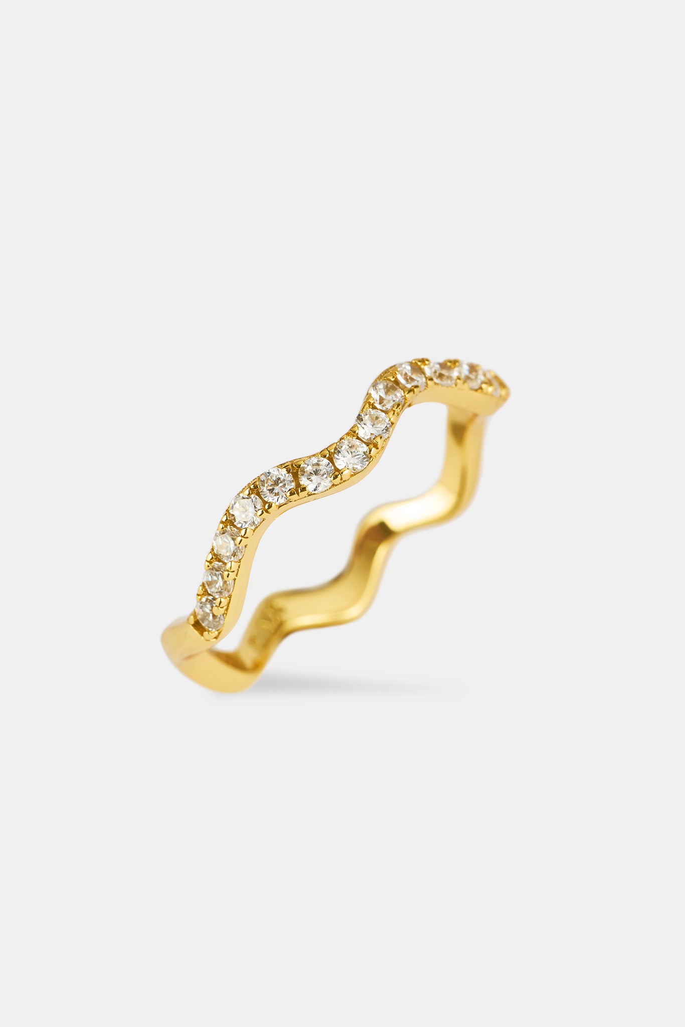 Iced Asymmetric Tennis Ring - 2mm - Gold