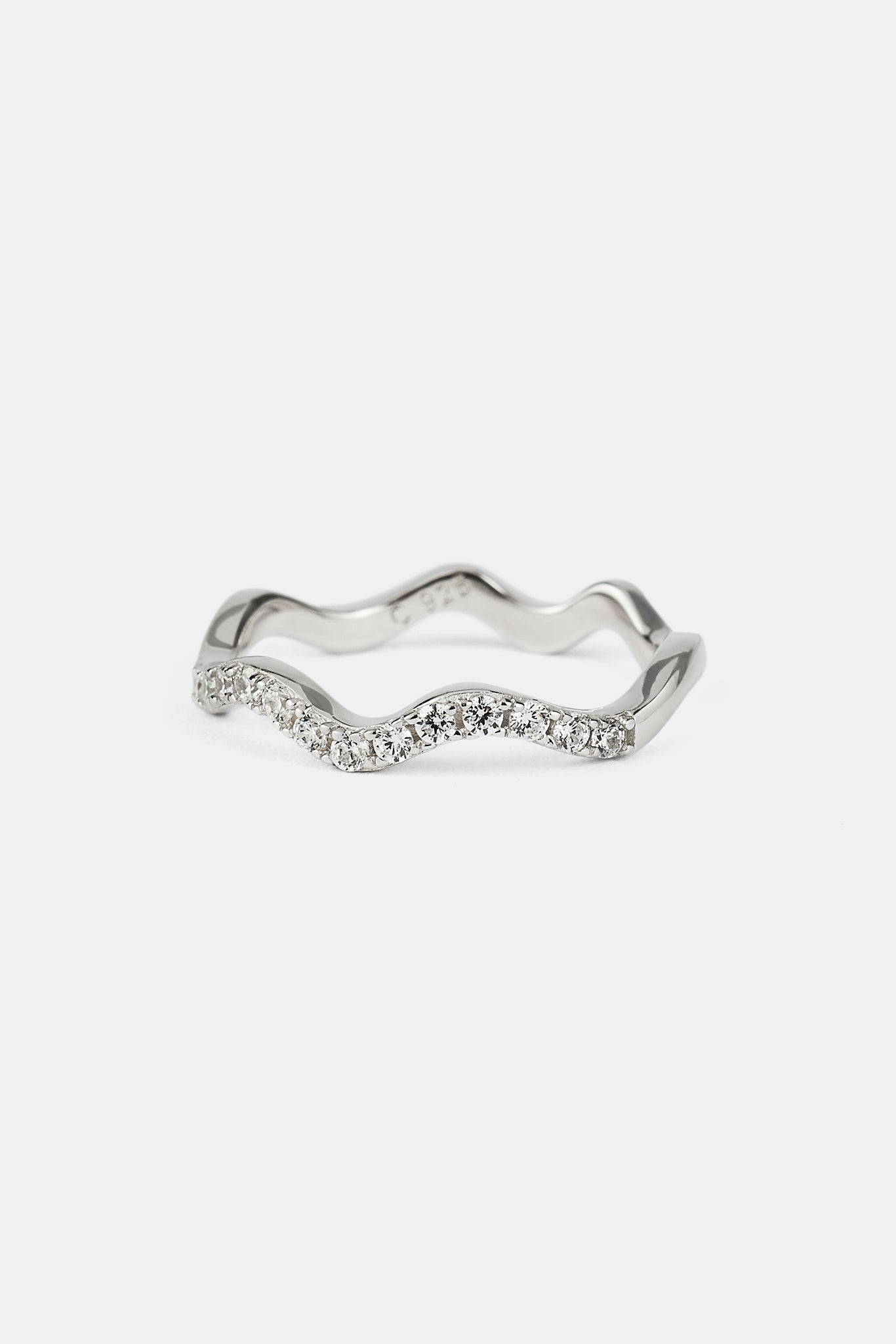 Iced Asymmetric Tennis Ring - 2mm - White Gold