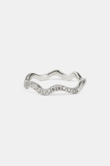 Iced Asymmetric Tennis Ring - 2mm - White Gold