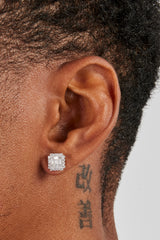 Iced Edge Baguette Cluster Stud Earrings - 8mm