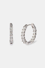 Iced Baguette Hoop Earrings - 20mm - White Gold