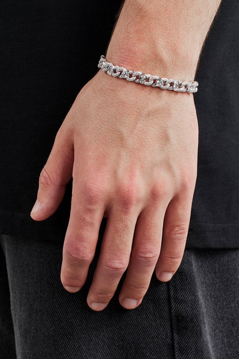 Eisbesetztes kubanisches Edelstein-Gliederarmband – 8 mm