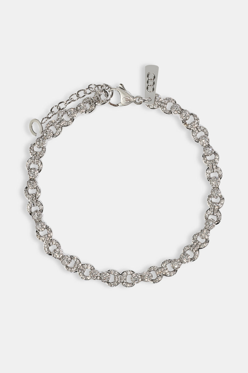 Iced Baguette &amp; Pavé Infinity Link Armband – 6 mm