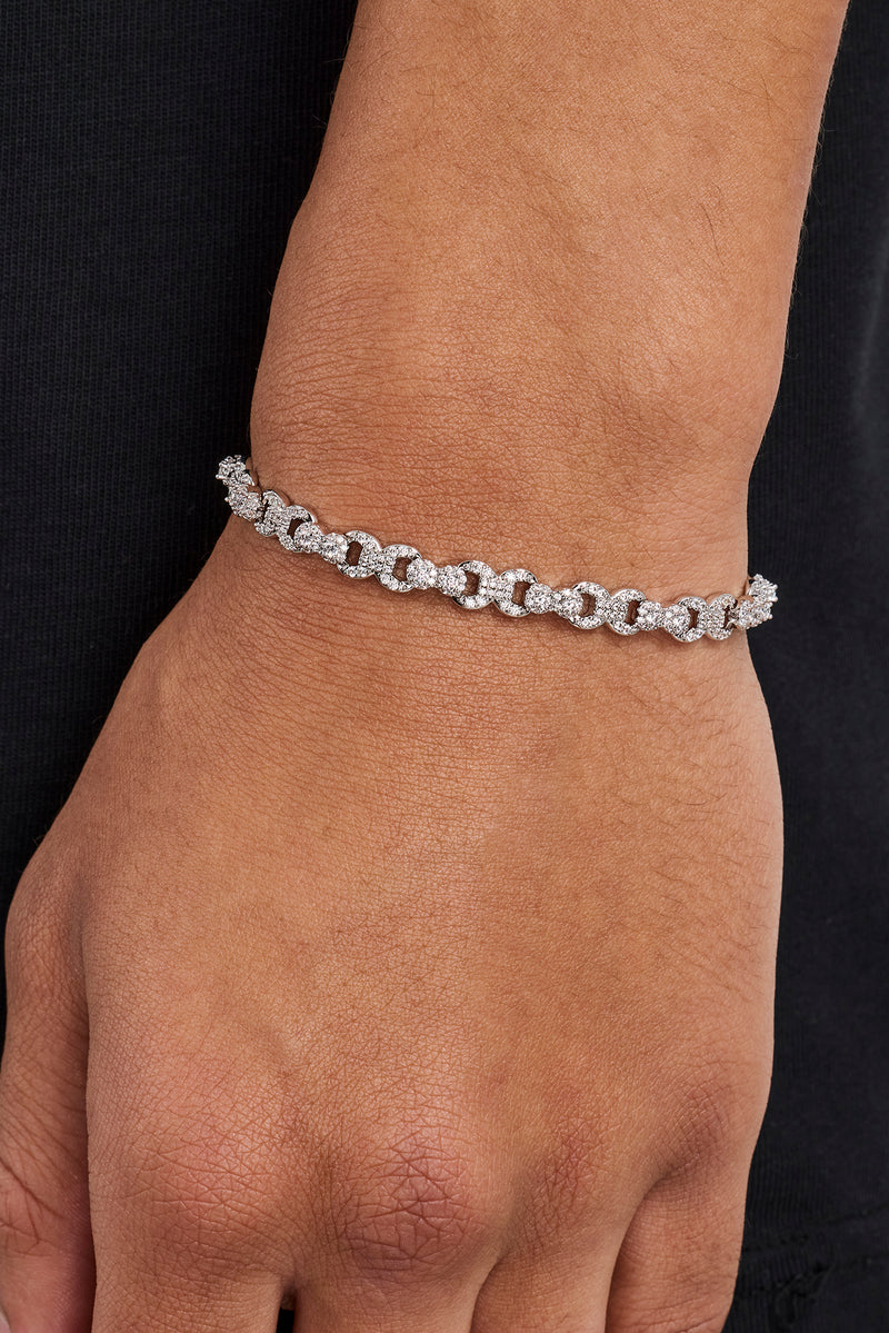 Iced Baguette &amp; Pavé Infinity Link Armband – 6 mm
