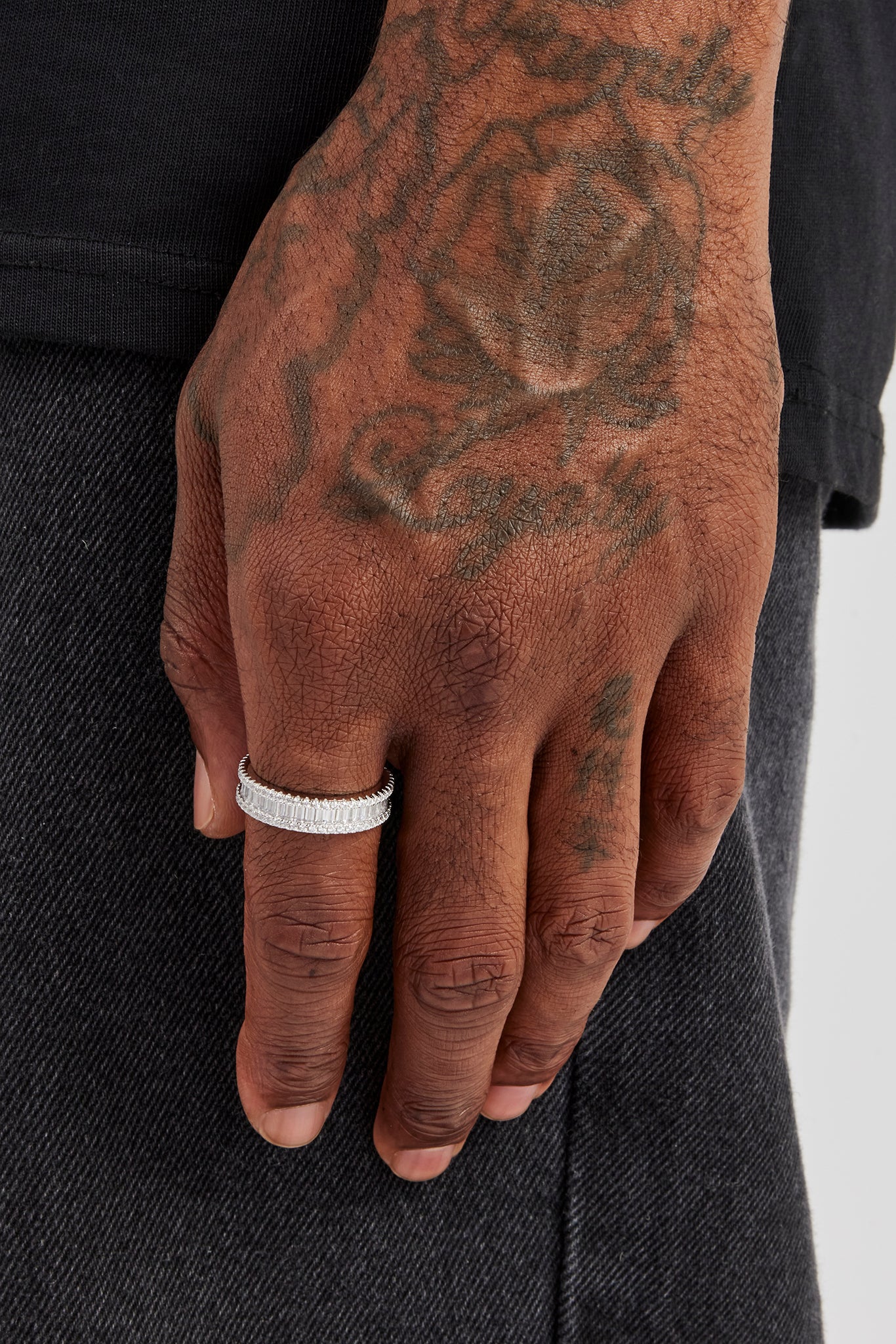 Iced Baguette & Round Stone Ring - 6mm