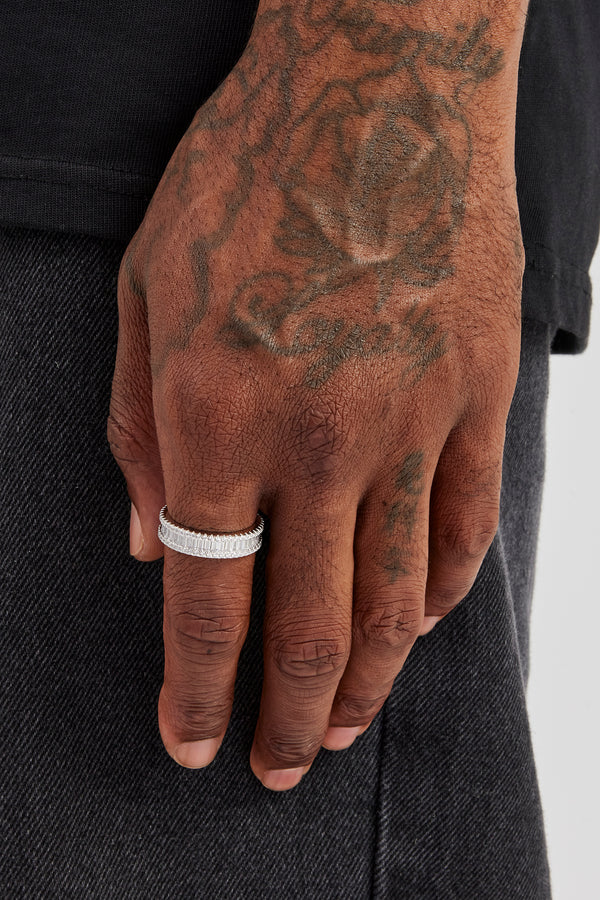 Iced Baguette & Round Stone Ring - 6mm