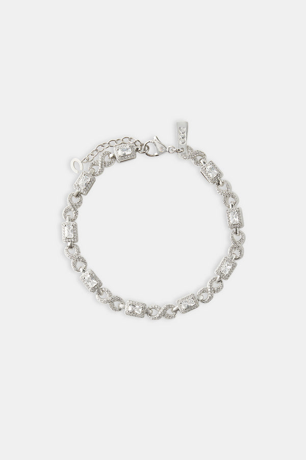 Iced Clear Baguette Stone Infinity Link Bracelet - 6mm