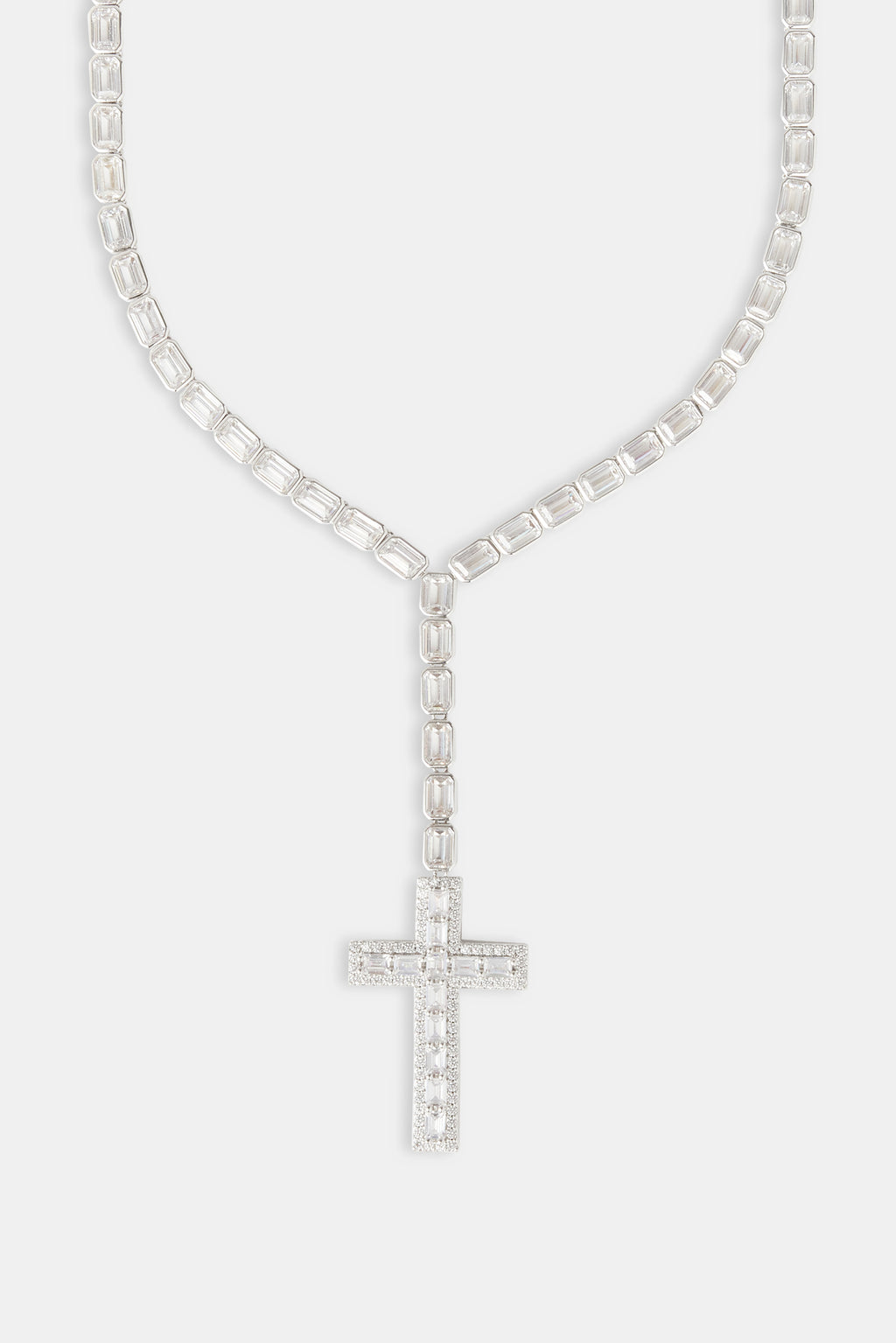 Single Drop Chain Iced Baguette Cross Drop Chain - 40mm | Womens Chains | Shop Drop ...