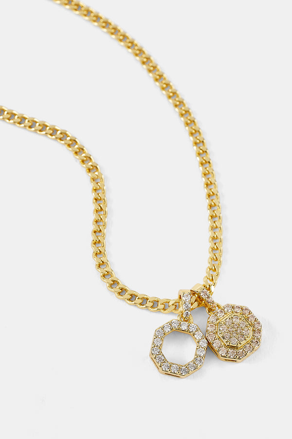 Halskette mit Eis-Doppelmotiv – 10 mm – Gold