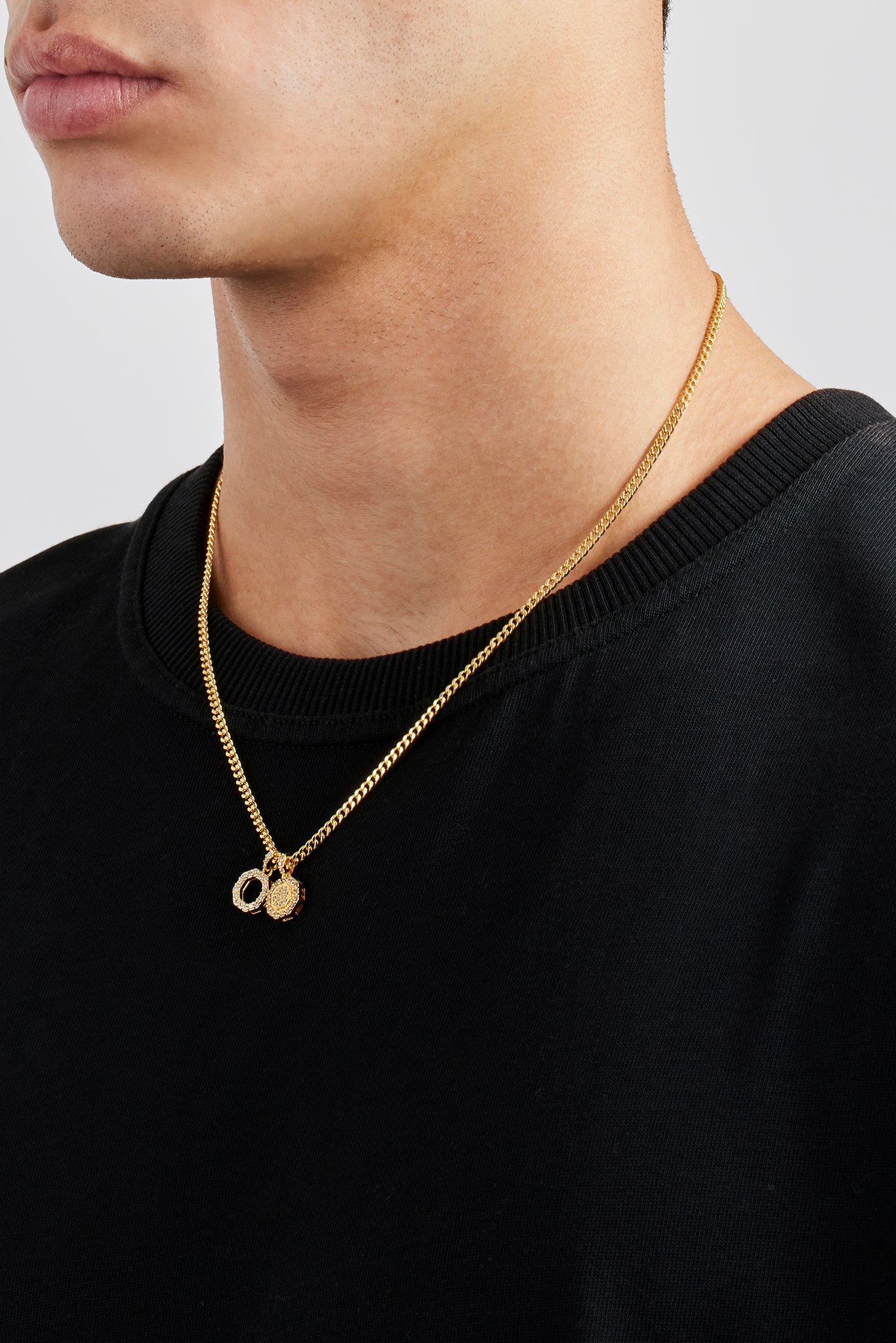 Halskette mit Eis-Doppelmotiv – 10 mm – Gold