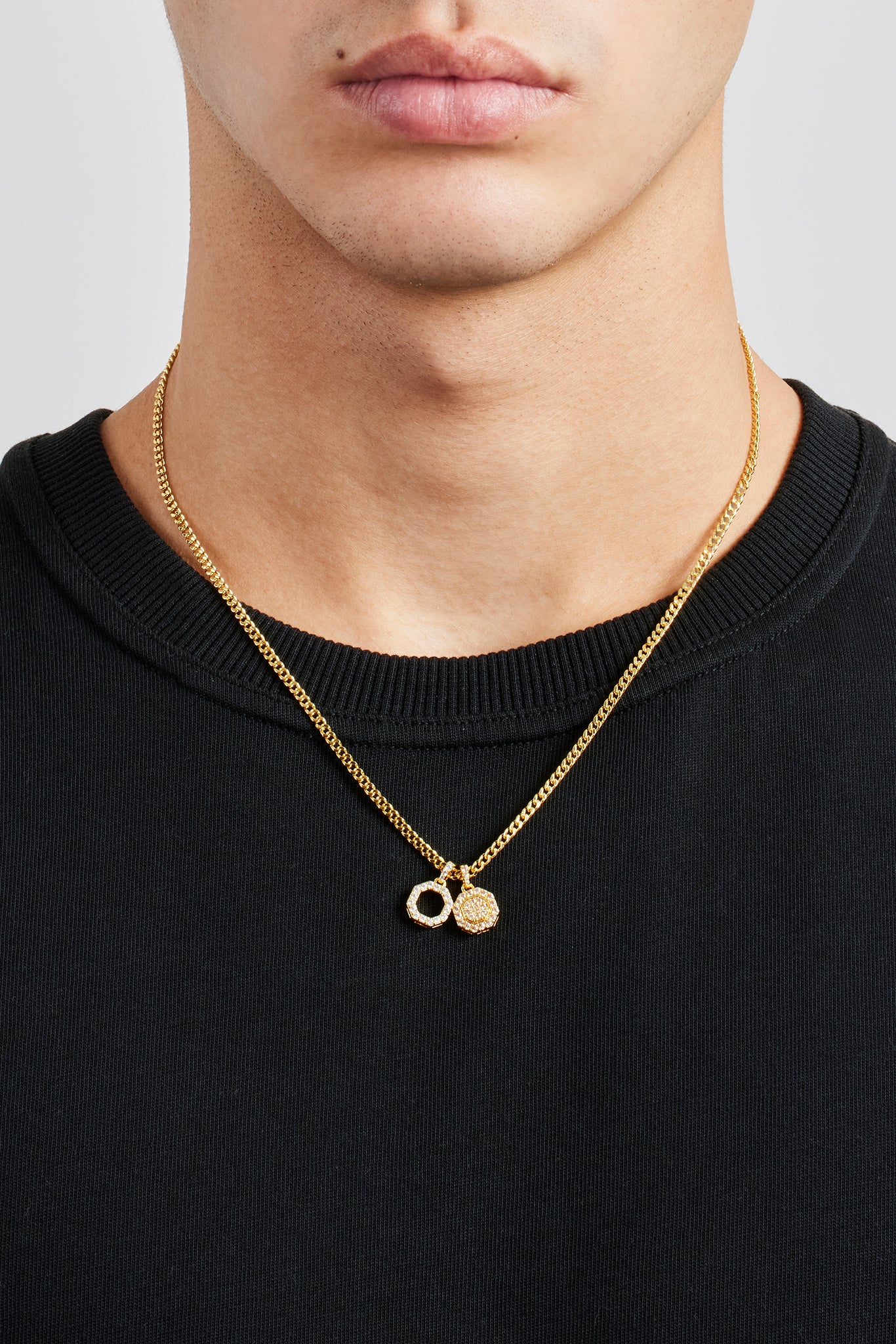 Halskette mit Eis-Doppelmotiv – 10 mm – Gold