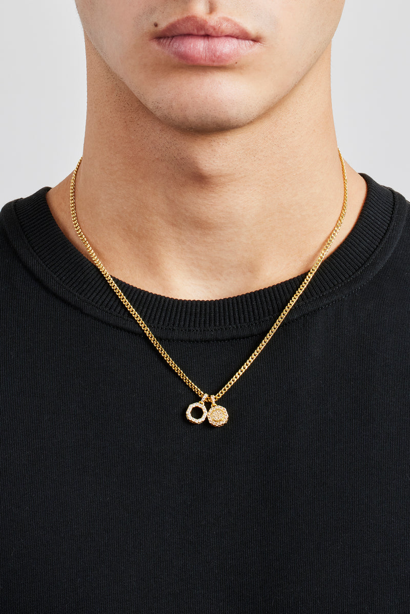 Halskette mit Eis-Doppelmotiv – 10 mm – Gold