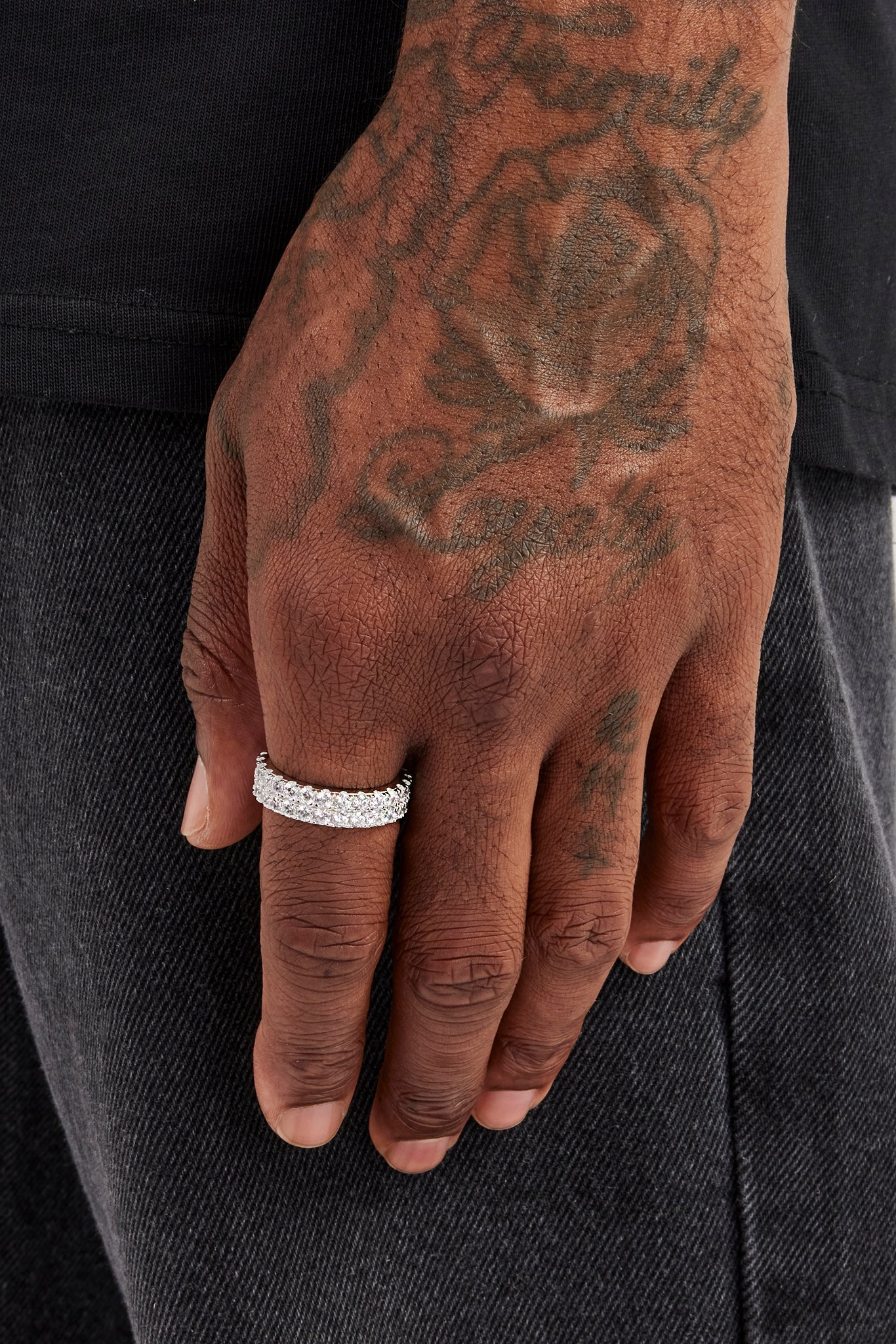 Iced Double Row Tennis Ring - 6mm | Mens Rings | Shop Tennis Rings