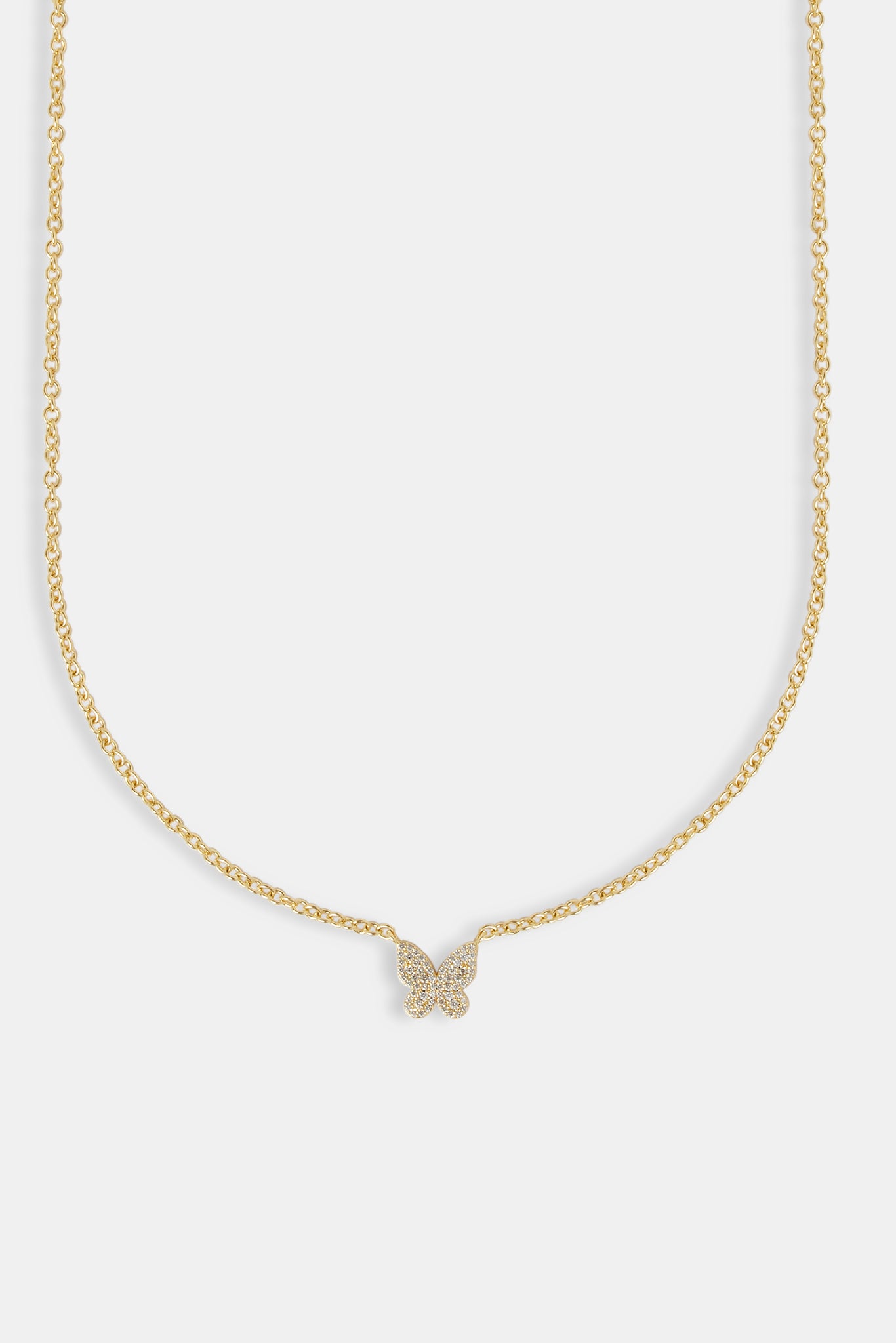 Iced CZ Pave Schmetterling Halskette - 10mm