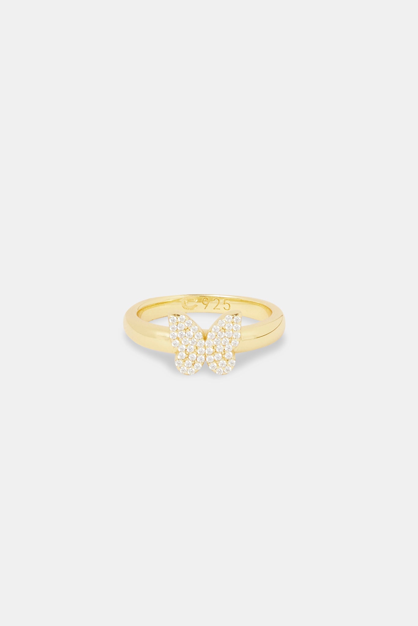 Iced CZ Pave Butterfly Band Ring - 8mm