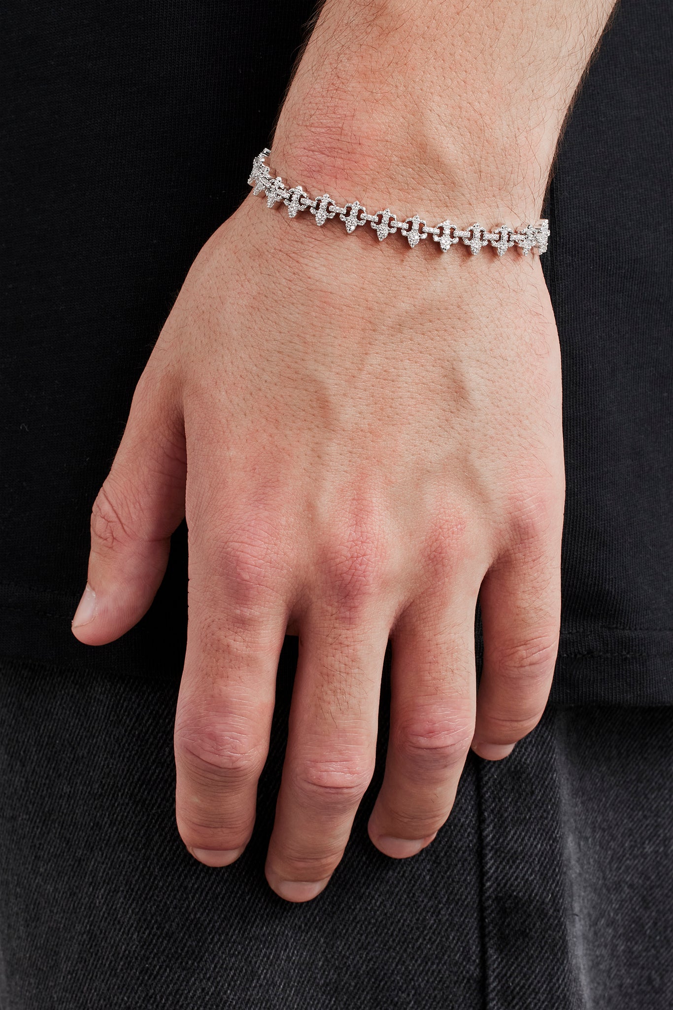 Iced Fleur Motif Bracelet - 8mm | Mens Bracelets | Shop Motif