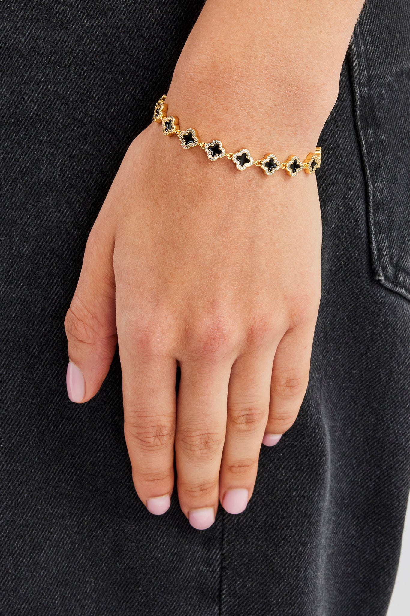 Black Enamel Motif Bracelet- 8mm