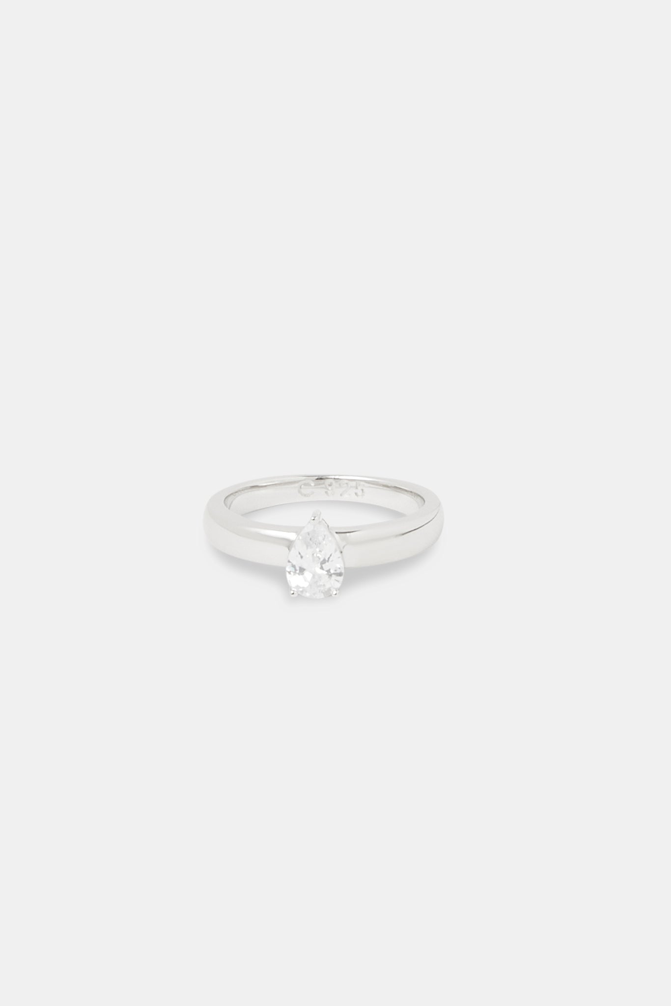Iced CZ Pear Stone Band Ring - 8mm