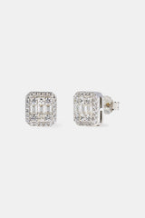 Iced Pave & Baguette Stone Studs - 10mm