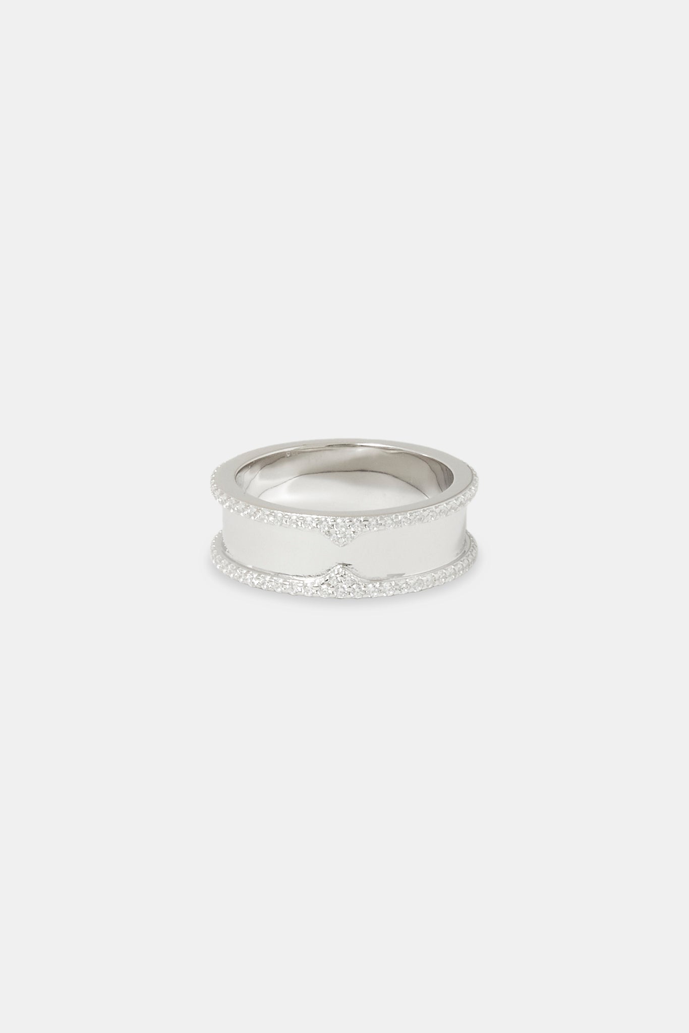 Iced Edge Polished Band Ring - 8mm