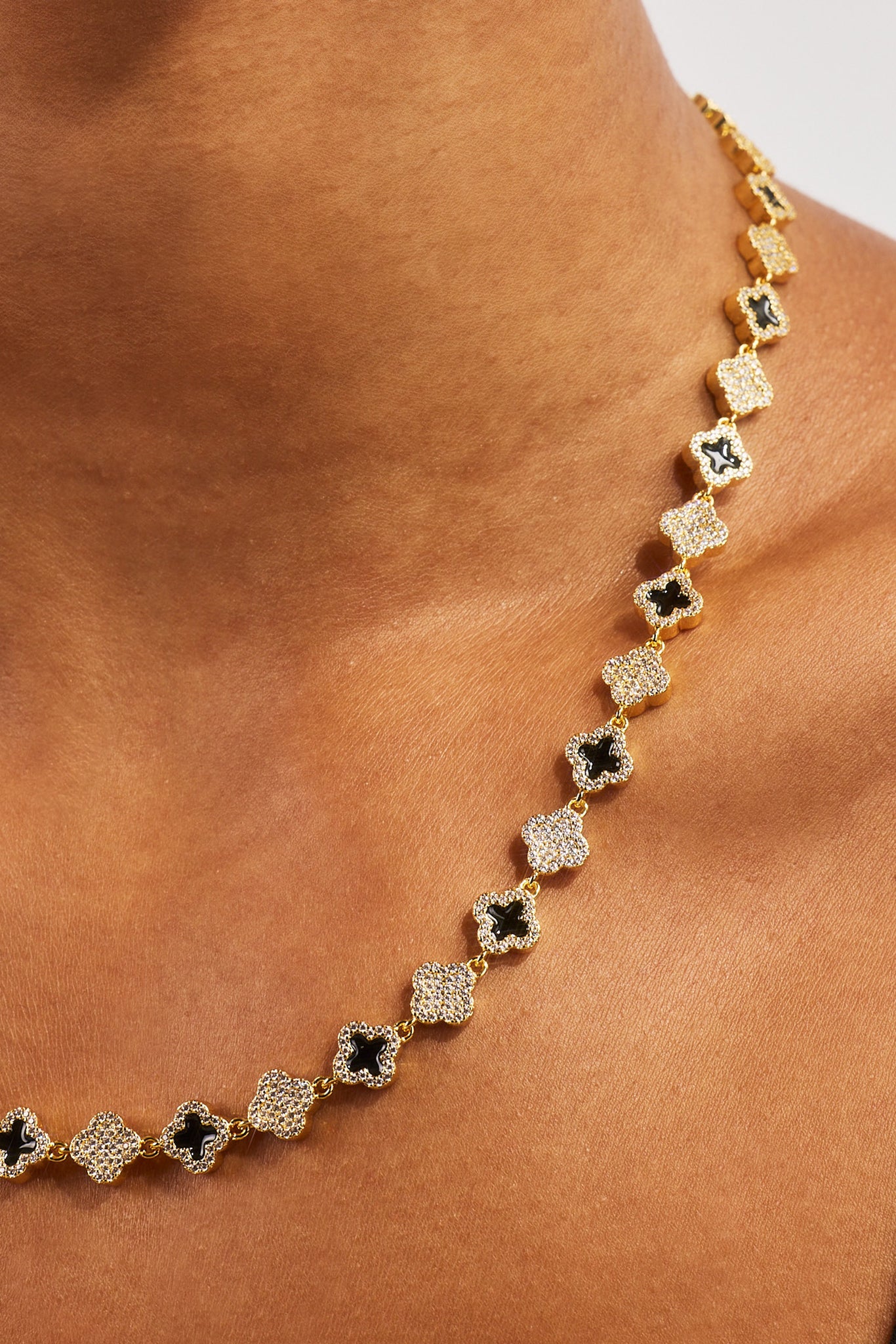 Iced & Black Enamel Motif Chain - 8mm