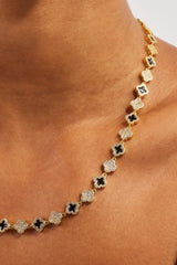 Iced & Black Enamel Motif Chain - 8mm
