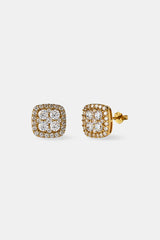 Iced Square Earrings - 10mm - Gold