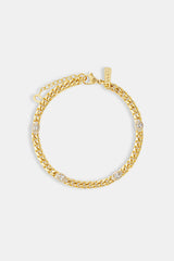 Iced Gemstone Miami Cuban Bracelet - 5mm - Gold