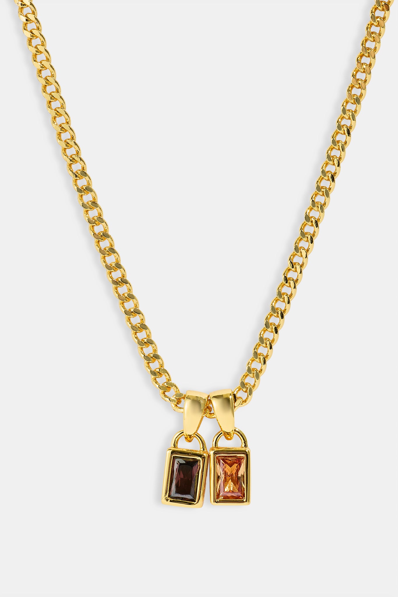 Iced Chocolate Double Pendant Necklace - 6mm - Gold